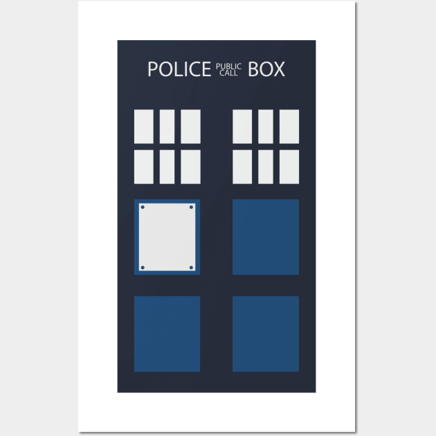 United Kingdom - Retro Blue Police Public Call Box Silhouette Wall Art by EDDArt